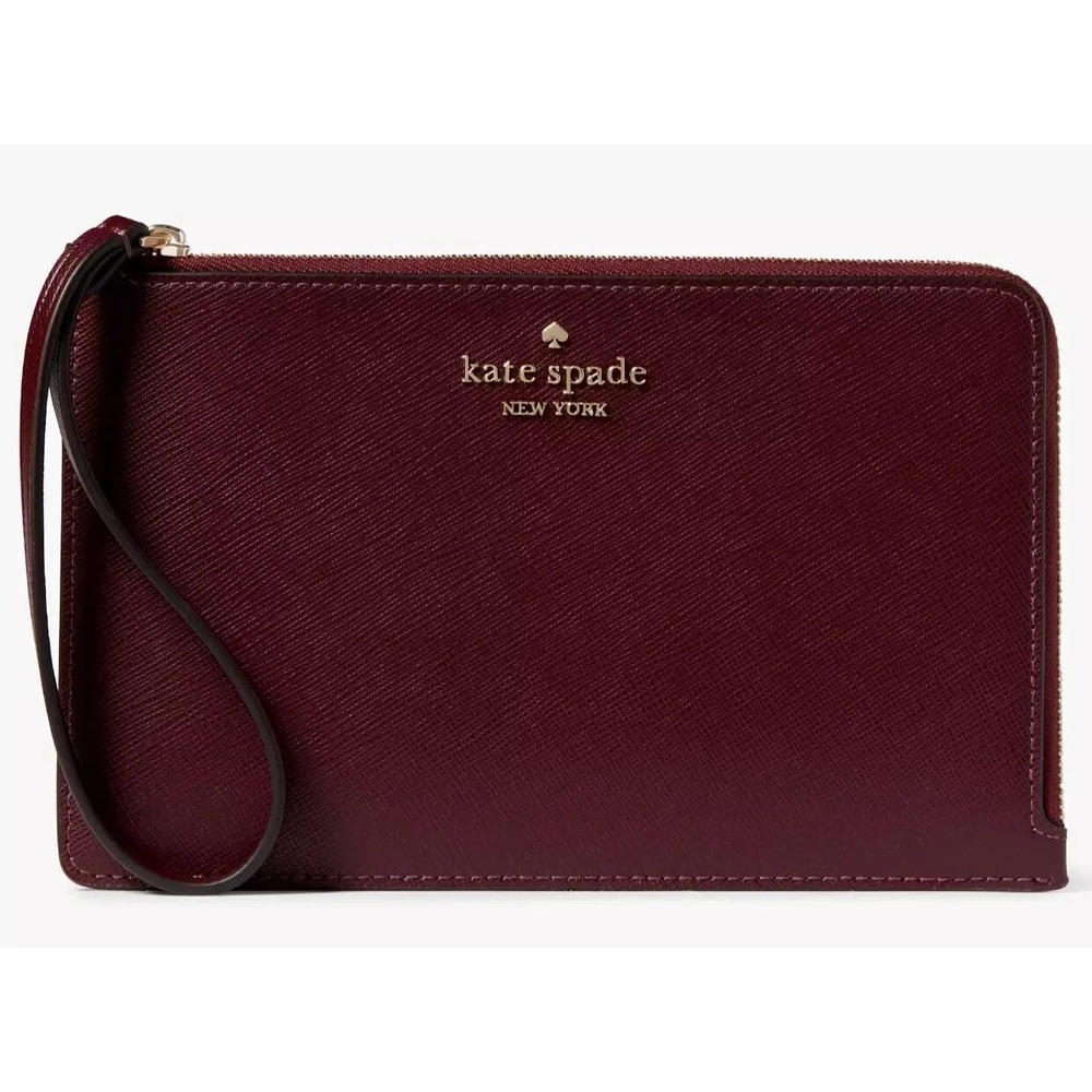 Kate Spade Staci Women's Medium Zip Wristlet Deep Berry Leather Wallet OS NWT‎
